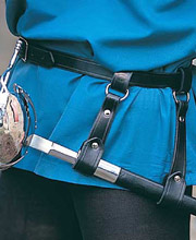 Double strap leather belt. windlass. Marto